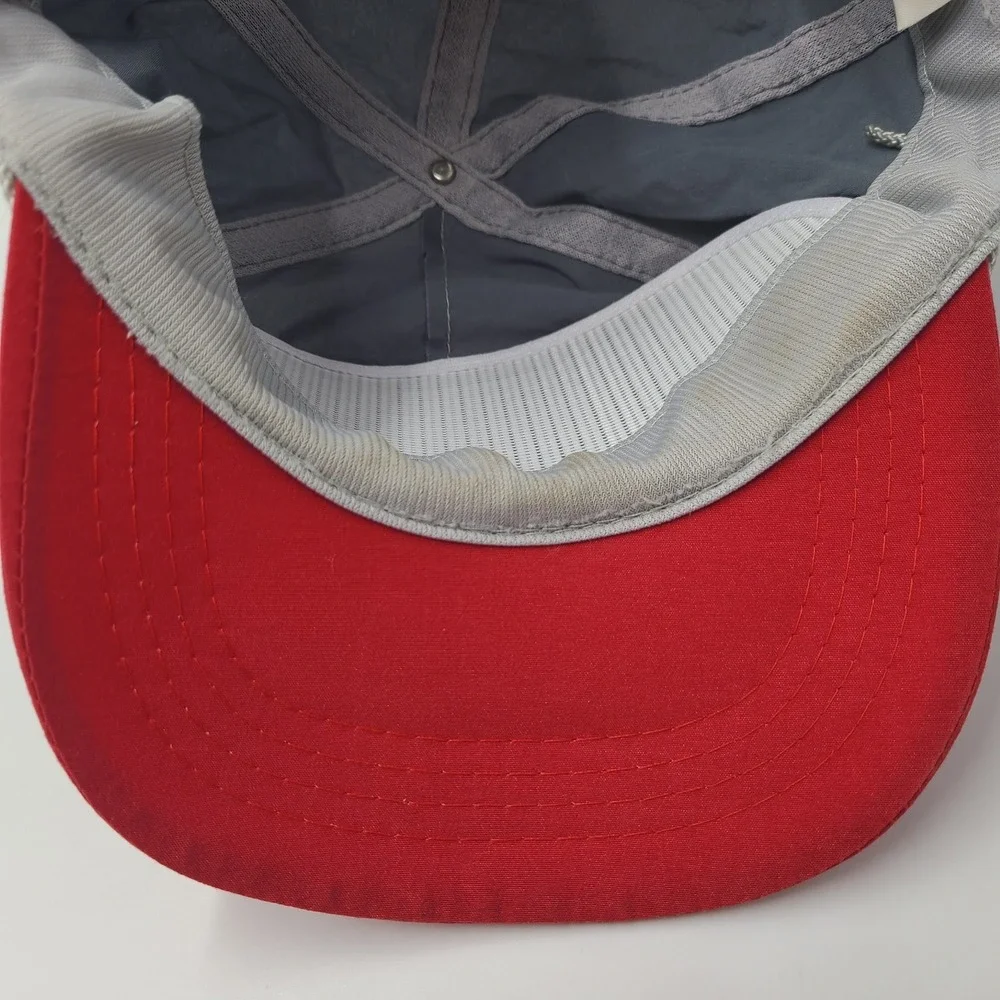 Vintage Alaska Hat Adjustable Rope Nylon The Great‎ Land Fish Gray Red Outdoors